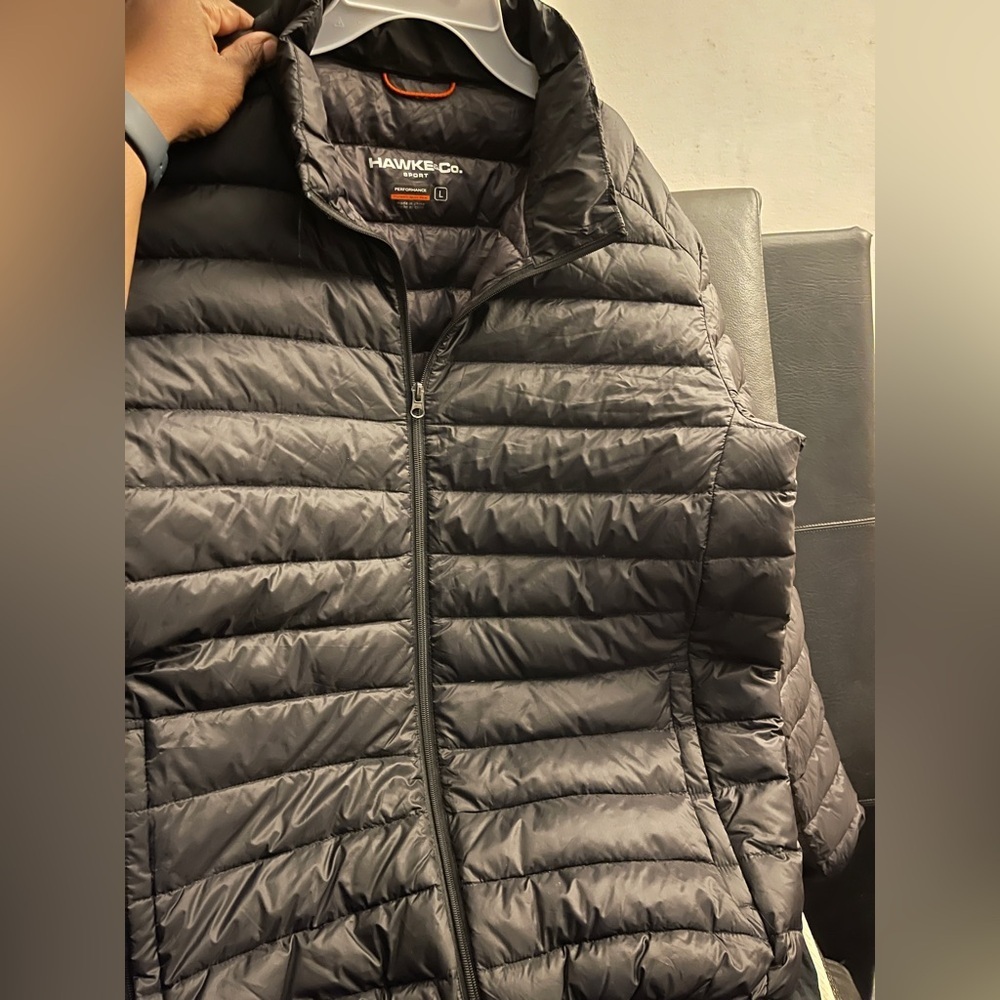 Hawke & Co Quilted Black Puffer Jacket Packable Size Large NWOT